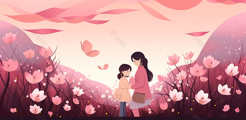 粉色唯美温馨母亲节手绘效果背景图,插画/手绘图,插画/手绘图库,插画/手绘图下载,插画/手绘